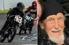 شرکت در مسابقه موتورسواری در ۹۷ سالگی/ عکس