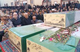 حضور فرمانده مرزبانی گلستان در مراسم تشییع پیکر ۵ شهید گمنام دوران دفاع مقدس